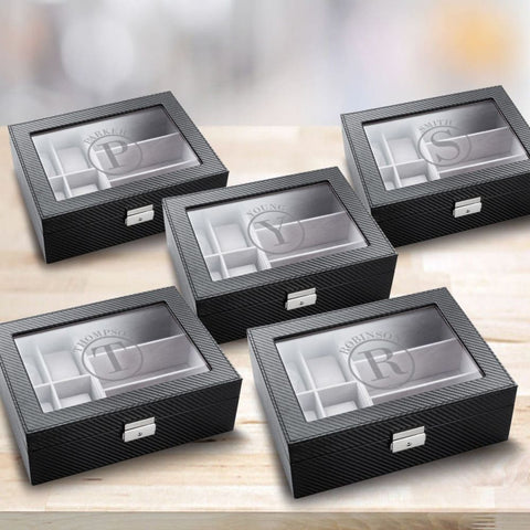 Image of Personalized Watch Box - Set of 5 - Sunglasses Box - Combo - Monogram - Groomsman Gifts - Choose Design - Executive Gifts
