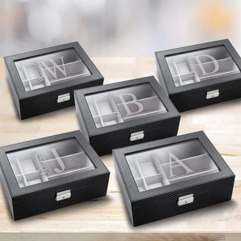 Image of Personalized Watch Box - Set of 5 - Sunglasses Box - Combo - Monogram - Groomsman Gifts - Modern - Executive Gifts