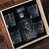 Personalized Whiskey Decanter 4 Whiskey Glasses and Wood Box - Decanter - Whiskey Sets