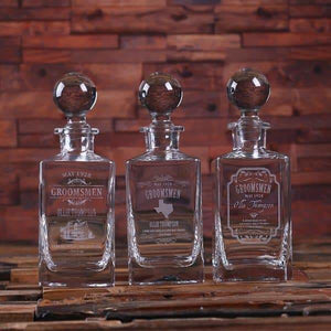 Personalized Whiskey Decanter with Round Bottle Lid A - Decanter - Whiskey