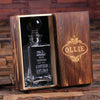Personalized Whiskey Decanter with Round Bottle Lid and Wood Box A - Decanter - Whiskey Sets