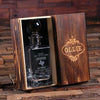 Personalized Whiskey Decanter with Round Bottle Lid and Wood Box D - Decanter - Whiskey Sets