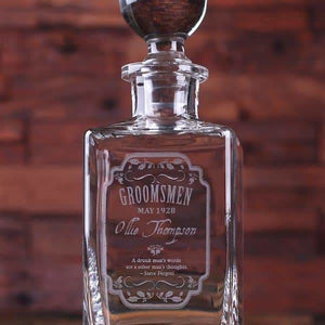 Personalized Whiskey Decanter with Round Bottle Lid C - Decanter - Whiskey