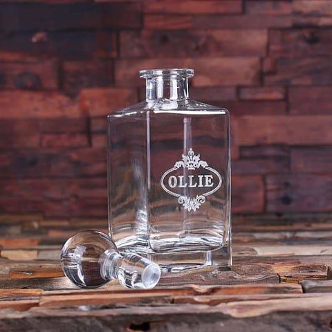 Image of Personalized Whiskey Decanter with Round Bottle Lid G - Decanter - Whiskey