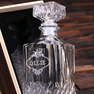 Personalized Whiskey Decanter with Wood Gift Box - Decanter - Whiskey Sets
