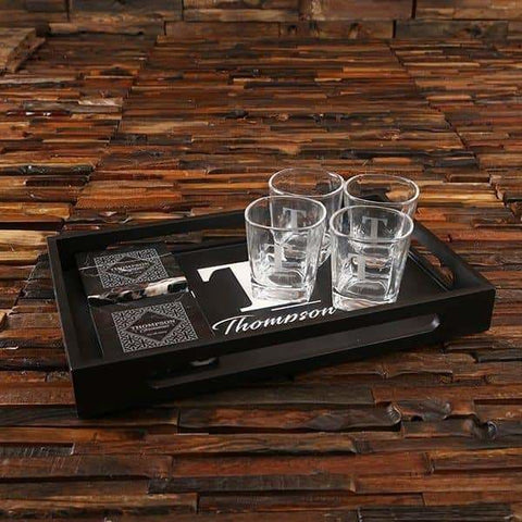 Image of Personalized Whiskey Glass Coaster & Bar Tray Groomsmen Gift - Assorted - Groomsmen