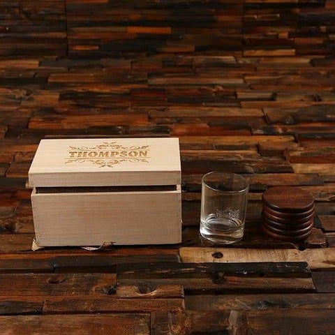Image of Personalized Whiskey Glass Coasters & Coaster Storage Box - All Products
