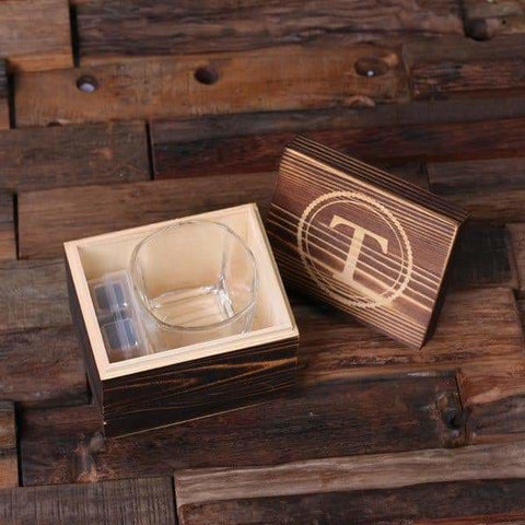 Image of Personalized Whiskey Scotch Glass Set Stainless Steel Ice-Cubes with Wood Box - All Products