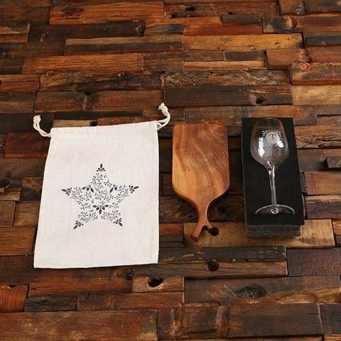 Image of Personalized Wine Glass & Cheese Board Female Executive Gift - All Products