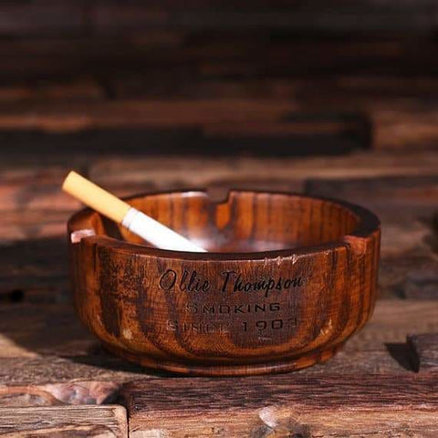 Image of Personalized Wood Ashtray-Small - Cigar & Smoking Gifts
