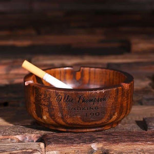Personalized Wood Ashtray-Small - Cigar & Smoking Gifts