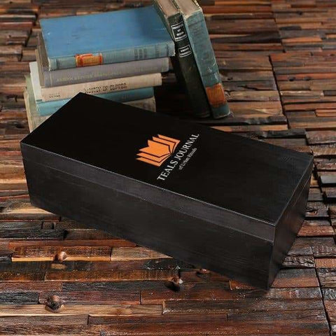 Image of Personalized Wood Box (16 x 6.5 x 5 in) - Boxes - Pine Wood (Black)