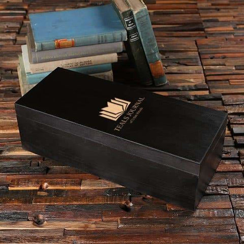 Image of Personalized Wood Box (16 x 6.5 x 5 in) - Boxes - Pine Wood (Black)