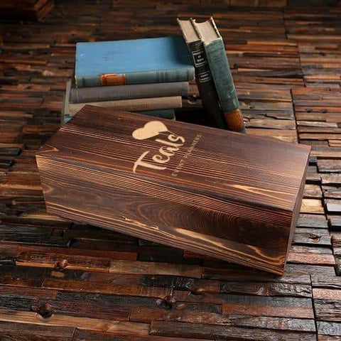 Image of Personalized Wood Box (16 x 6.5 x 5 in) - Boxes - Pine Wood (Brown)