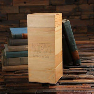 Personalized Wood Box (4.5 x 4.5 x 11 in) - Boxes - Pine Wood (Natural)