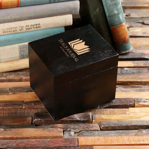 Image of Personalized Wood Box (5.25 x 4 x 4.25 in) - Boxes - Pine Wood (Black)