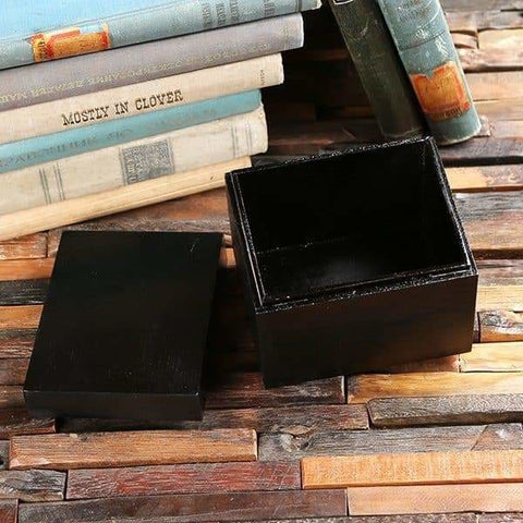 Image of Personalized Wood Box (5.25 x 4 x 4.25 in) - Boxes - Pine Wood (Black)