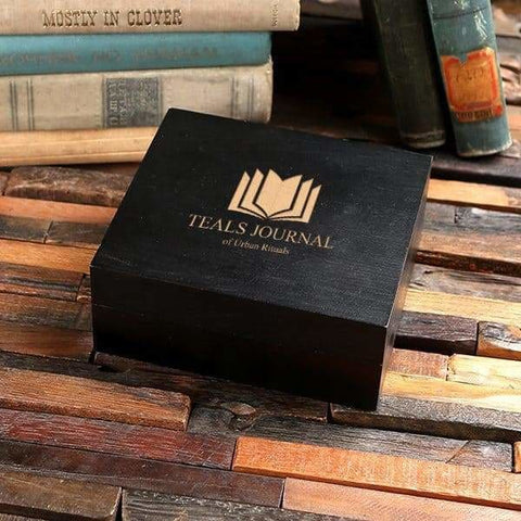 Image of Personalized Wood Box (5.75 x 5 x 2.25 in) - Boxes - Pine Wood (Black)