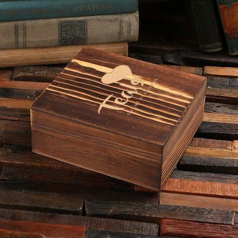 Image of Personalized Wood Box (5.75 x 5 x 2.25 in) - Boxes - Pine Wood (Brown)