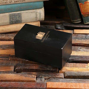 Personalized Wood Box (5 x 2.75 x 2.25 in) - Boxes - Pine Wood (Black)