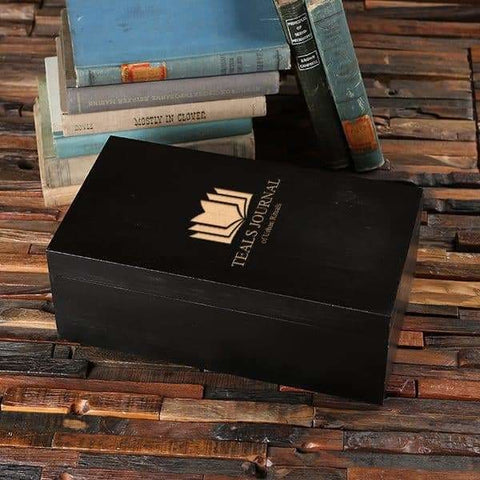 Image of Personalized Wood Box (6.75 x 12.5 x 5 in) - Boxes - Pine Wood (Black)