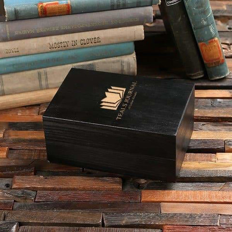 Image of Personalized Wood Box (7.25 x 4.75 x 3.25 in) - Boxes - Pine Wood (Black)