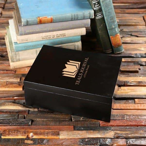 Image of Personalized Wood Box (8.44 x 6.85 x 3.77 in) - Boxes - Pine Wood (Black)