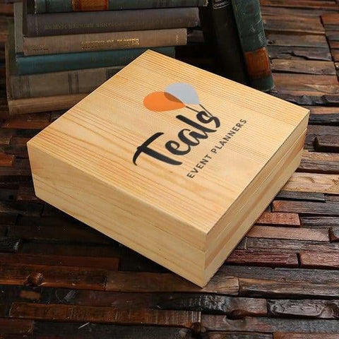 Image of Personalized Wood Box (8.44 x 6.85 x 3.77 in) - Boxes - Pine Wood (Natural)