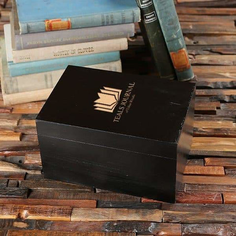 Image of Personalized Wood Box (8.75 x 6 x 5 in) - Boxes - Pine Wood (Black)