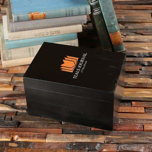 Personalized Wood Box (8.75 x 6 x 5 in) - Boxes - Pine Wood (Black)