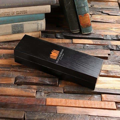 Image of Personalized Wood Box (8 x 2.5 x 1.75 in) - Boxes - Pine Wood (Black)
