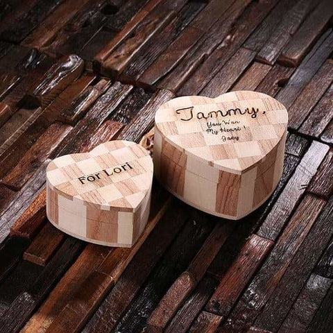 Image of Personalized Wood Hearts Small Large or Nested Set of 2 - Boxes - Keepsakes