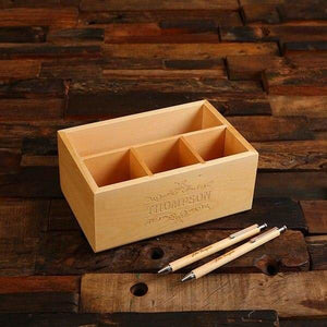 Personalized Wood Pen & Wood Desk Organizer Gift Set - All Products