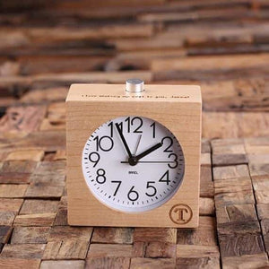 Personalized Wood Quartz Alarm Clock - Clocks