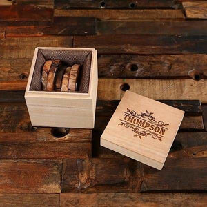 Personalized Wood Slice Coasters & Coaster Gift Box Set - Coasters & Gift Box