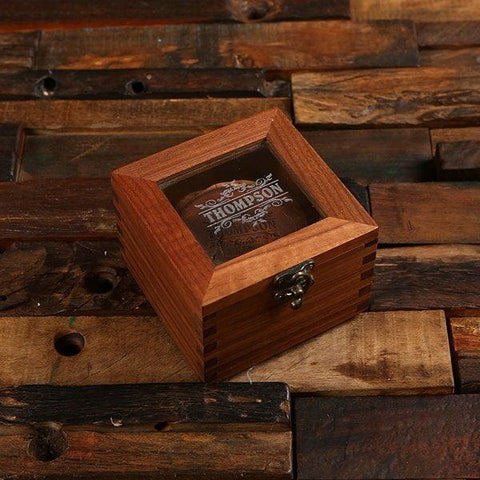 Image of Personalized Wood Slice Coasters & Windowed Gift Box Set - Coasters & Gift Box
