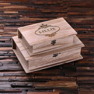 Personalized Wooden Book Keepsake Box Set - Both Sizes - Boxes - Keepsakes