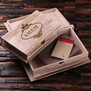 Personalized Wooden Book Keepsake Box Set - Boxes - Keepsakes