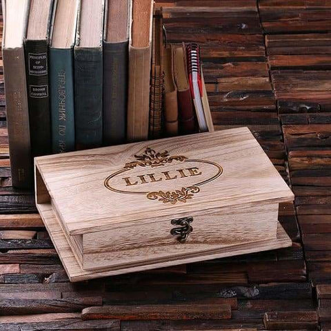 Image of Personalized Wooden Book Keepsake Box Set - Small - Boxes - Keepsakes