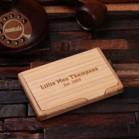 Image of Personalized Wooden Business Card Holder - Cardholders