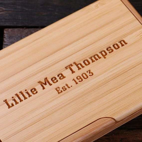Image of Personalized Wooden Business Card Holder - Cardholders