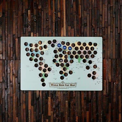 Image of Personalized World Beer Cap Map Man Cave Groomsmen Best Man Mens Gifts Dorm Room 21st Birthday Father s Day Boyfriend Beer Cap Holder A -