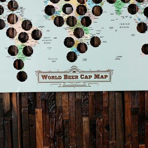 Image of Personalized World Beer Cap Map Man Cave Groomsmen Best Man Mens Gifts Dorm Room 21st Birthday Father s Day Boyfriend Beer Cap Holder A -