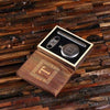 Round 5 oz. Flask Cigar Holder and Cutter with Engraved Wood Box - Flask Gift Sets