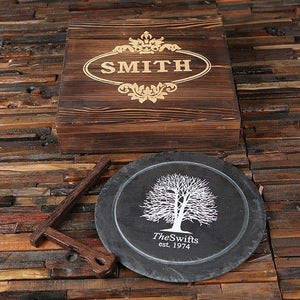 Round Commemorative Slate Sign Plaque with Wood Gift Box - Commemorative (Slate)