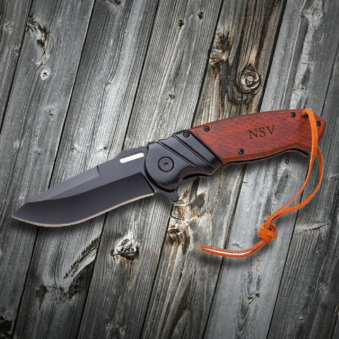 Image of Saw Mountain Personalized Pocket Knife - Wood Handle - Spring Assisted - Pocket Knives & Tools