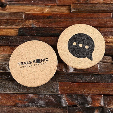 Image of Set of 4 Corporate Branded Small Round Cork Coaster Company Giveaway - Coasters