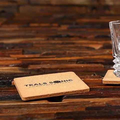Image of Set of 4 Personalized Cork Board Square Drink Coasters - Coasters