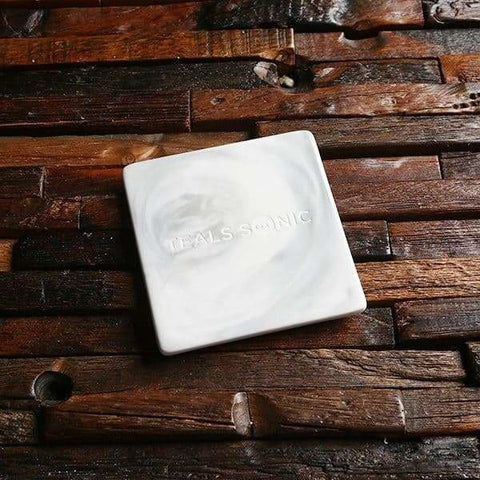 Image of Set of 4 Personalized Square Marble Ceramic Coaster Business Gift - Coasters