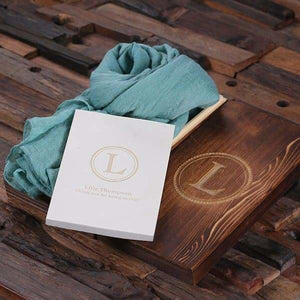 Shawl & Personalized Journal Diary Bridesmaid Mothers Day Gift Set with Wood Box Aqua - Journal Gift Sets